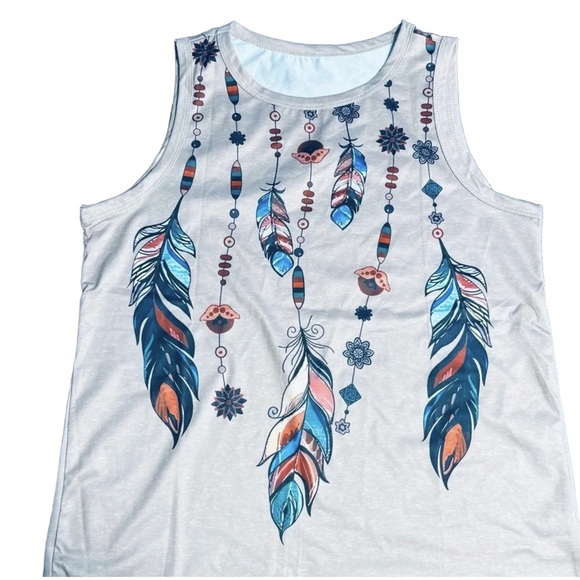 Tank Top w/Screen Printed Feather Design Size Small - Unbranded New in … - Picture 2 of 8